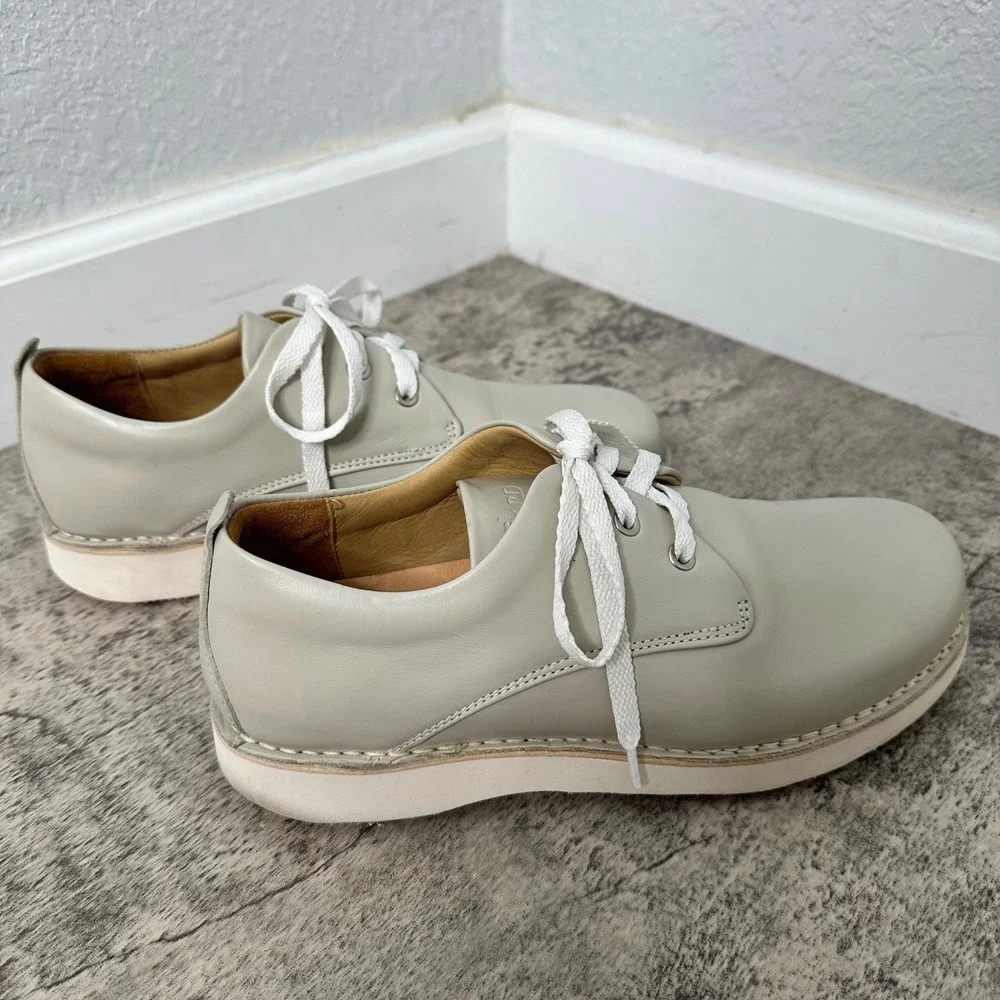 Samuel Hubbard Mens Vibram Leather Lace Up Comfort Shoes Gray Sole Size Mens 8.5